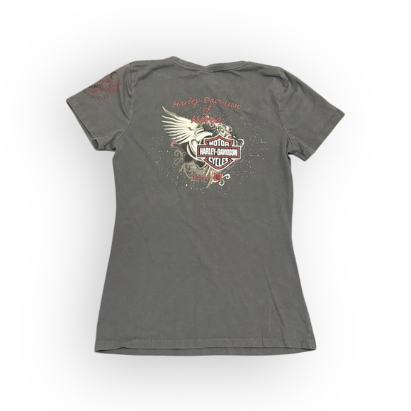 Harley Davidson Tops - Harley Davidson Women’s Korea Seoul V-Neck Double-Sided Graphic T-shirt Sz M